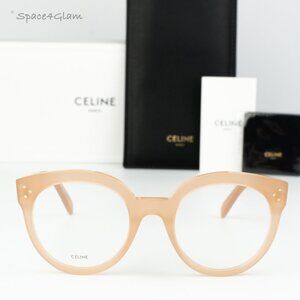 BRAND NEW Celine CL50093I 072 Beige Nude Demo Round Women Eyeglasses CL 50093I